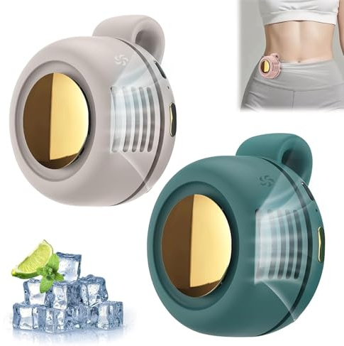 HOIDOKLY 2026 Nuevo Mini Ventilador Silencioso Portátil sin Aspas con Clip, Mini Ventilador Eléctrico Silencioso Portátil sin Aspas, Adecuado para Exteriores, Viajes y Oficina (Verde+Blanco)