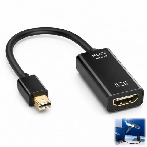 Ihteyuo Adaptateur Mini DisplayPort vers HDMI, Mini DP vers HDMI 4K, Thunderbolt 2, Compatible MacBook Air Pro, Surface Pro, Moniteur, TV, Projecteur, Convertisseur, Audio Vidéo Stable, Plug and Play