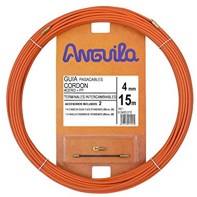 Anguila Guía Pasacables Cordón Acero-Propileno Naranja T.Intercamb | Resistente para trabajos severos, bajo rozamiento y buena torsión; terminales intercambiables; incluye 2 accesorios