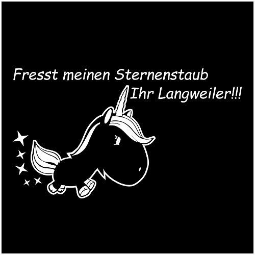 Einhorn Sternenstaub Aufkleber 13x11 cm Fun Sticker Auto Dekor Unicorn Autoaufkleber (K074 Weiß Matt)