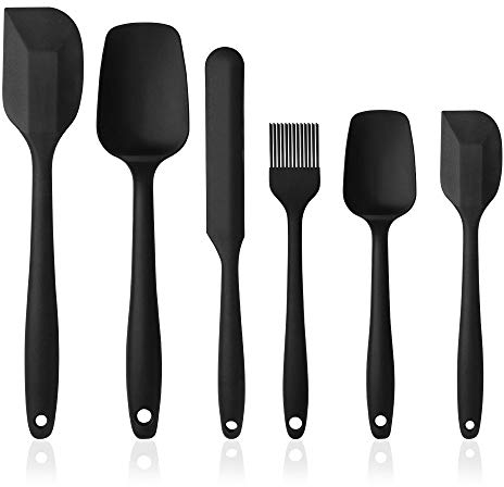Vicloon Utensilios de Cocina de Silicona,Set de 6 Espátulas Silicona Incluye Hilvanado Cepillo, Espátula,Cuchara, No Tóxico, Antiadherente,Resistente al Calor,Utensilios para Cocina y Horneado