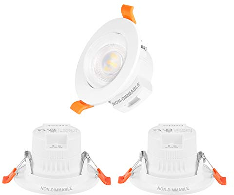 ENUOTEK Lamparas Focos Downlight LED Empotrables de Techo Orientables Pequeños 5W para Habitacion Color de Luz Ajustable No Regulable Agujero de Techo Diámetro 65-80MM Lot de 3