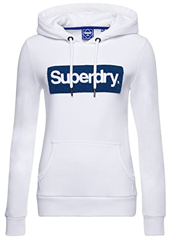 Superdry Damen Core Workwear Hoodie mit Logo Brillant Weiß 34