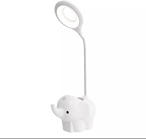 BEL AIR HOME - Lámpara de Escritorio Led Táctil 5W con batería - diseño de elefante infantil y 3 temperaturas de luz - ideal para teletrabajo, estudio y dormir (BLANCO)