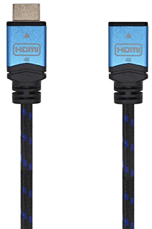 AISENS A120-0453 Cable HDMI V2.0 prolongador premium alta velocidad/HEC 4K@60Hz 18Gbps, A/M-A/H, negro/azul, 2.0m