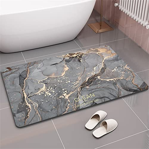 Aoojlo Badematte rutschfest 60x100cm, Badteppich Marmor Badvorleger Schnelltrocknend Saugfähige Waschbar Duschvorleger, Badezimmerteppich Bath Mat Home Deko für Badewanne, Dusche, Badezimmer