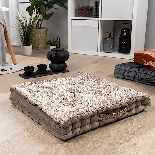 Paco Home Cuscino Da Pavimento Diversi Colori Interni Morbido Decorativo Rotondo Tinta Unita Yoga Meditazione, Colore:Bianco 2, Dimensione:50x50x8cm