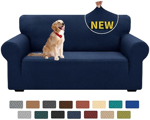 XINEAGE Copridivano 2 Posti Elasticizzato, Fodere Copridivano con Braccioli per Il Soggiorno, 1 Pezzo Copridivani Universale, Copri Divani Antiscivolo per Cani, Animali Domestici, Blu Navy