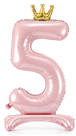 Decoraparty Folienballon aus Aluminium, mit Zahl 5, stehend, 84 cm, für Mädchen, aufblasbar, für Party, Geburtstag, Jahrestag, Abschlussfeier, Mädchen