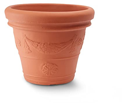 Garden Italia Vasi Vaso per piante tondo Campana festonata ICF Diam.40 cm alt.34 Made in Italy in resina colore Terracotta- Resiste al gelo - Antiurto Leggero