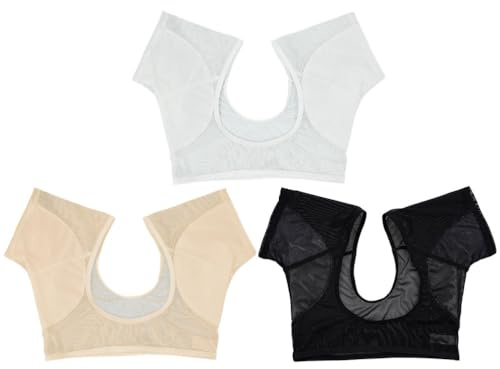 Minkissy 3 Unidades de Sudaderas para Mujer, Chaleco Transpirable de Protección Contra el Sudor, Absorbente de Manga Corta para el Cuidado de las Axilas