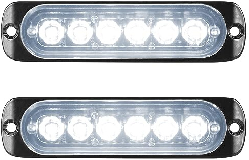 RIGIDON 2x Feux de Pénétration 6 LED Blanc, Feux Stroboscopiques 12V 24V | Balise Clignotante de Sécurité, Barre Lumineuse Led pour Offroad Voiture Véhicule Bateau Remorque Caravane, Sans Contrôleur