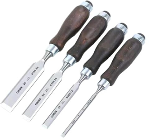 Wood Chisel Tool Set 4 Pieces Wood Chisels Set, Bevel Edge Wood Carving Chisel, Chrome Vanadium Hammer End, Hardwood Handle Premium
