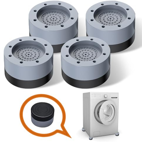 Ormromra 4 Pcs Washing Machine Anti Vibration Feet Pads, Non-slip Pad, Shock Absorbers, Anti Vibration Mat, Anti-deviation Stabilisers, Feet Pads for Washing Machine, Dryer (Gray, 3.5 cm)