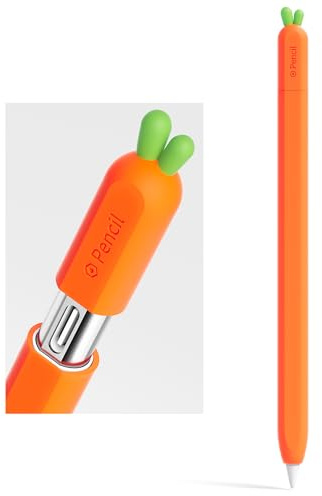 ELETIUO Silikon - Schutzhaube für Apple Pencil (USB - C) | Anti - Rutschgriff mit Kappe | Magnetkompatibel für Apple Pencil 3. Generation | Karotten - Design