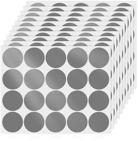 YIKIADA 200 stycken självhäftande prickar 50 mm vinyl självhäftande runda etiketter avtagbara klistermärken vattentäta punktklistermärken grå