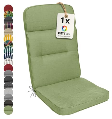 KETTtex EXKLUSIV Auflage Hochlehner grün I Gartenstuhl Polster 123x50x9cm I hochwertige und Pflegeleichte Sesselauflage I Wetter- und formbeständige Stuhlauflage I KTH3 Sitzauflage