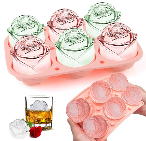 dellyy Bac a Glacon, Glacons Moule, Bac à Glaçons en Silicone avec Couvercle, Reutilisable, pour Nourriture Bébé, Whisky, Boissons, Moule a Glacon sans BPA (Rose)