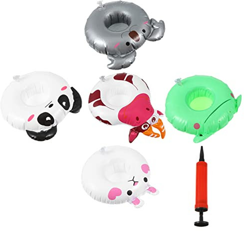 VICASKY Portavasos Flotantes Diseño Animales PVC Duradero Estable Escritorio Playa