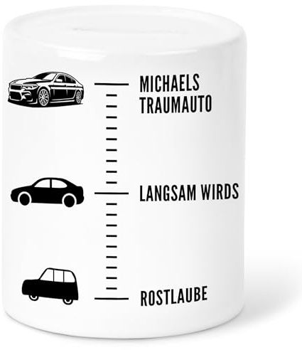 Spardose Auto personalisiert mit Namen Geldgeschenk Geburtstag Autospardose Geburtstagsgeschenk Sparbüchse Geschenk Sparkasse Sparschwein aus Keramik