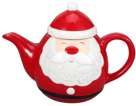 Ciieeo Teiera in Ceramica Tema Natalizio Teiera per Uso Domestico Design di Babbo Natale Bollitore da Tè Decorativo da Tè Ceramico