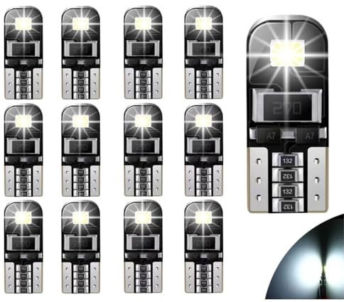 12 uds Luces Led Coche. W5W T10 12V CANBUS sin errores. Luces Led Coche Interior, Matricula Coche, Posicion, Cortesia. Bombillas led coche Ultrabrillante. ALBURANⓇ
