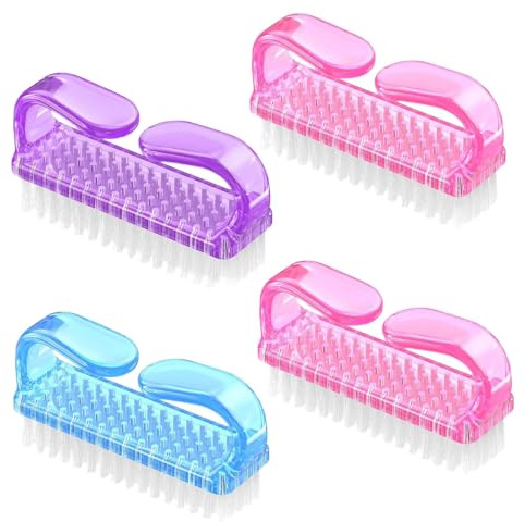 JYTDBCS 4 Pcs Nail Brushes, Nail Cleaning Brush Plastic Handle Scrubbing Brush Eco Friendly Fingernail Brush with Soft Bristles Nail Manicure Dust Brush for Hand Toes Nail Home Garden Salon use