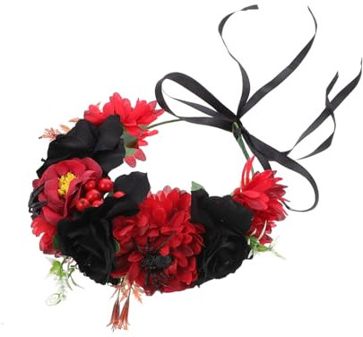 BELLIFFY 1stück Schwarze Blumenkrone Lustiger Haarschmuck Für Halloween Und Festlichkeiten Aus Bequemes Haarband Für Partys Geburtstagsfeiern Und Fotoshootings