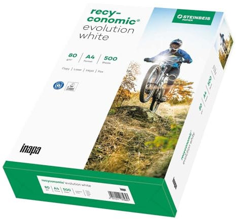 Kopierpapier recyconomic evolution, A4, weiß, recycling, 80 g/qm, Weißegrad 80, 2500 Stück
