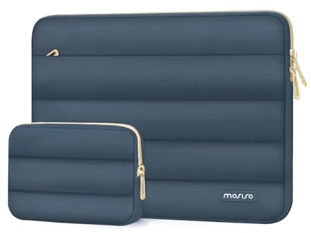 MOSISO Laptop Hülle Tasche 13,3 Zoll, 13-13,3 Zoll Puffy Laptoptasche | Weich, Wasserdicht, Stoßfest für 13-14 MacBook Air M5 M4 M3 M2 M1/Neo (A18)/Pro 14, HP Dell Lenovo Surface, Haze Blau