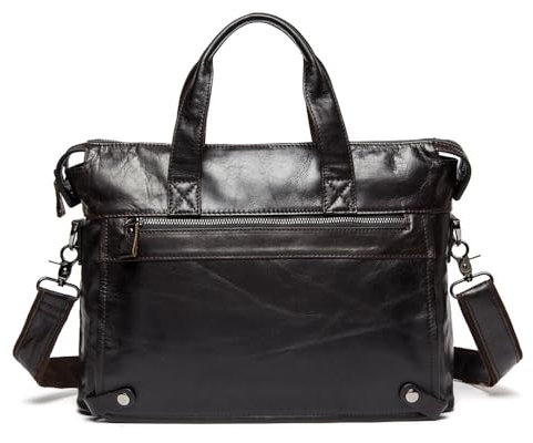 GZE-KODJFKPO Herren Leder Laptoptasche Tragbare Satchel Ledertasche Vintage Satchel Designer Schule Arbeitstaschen Business Handtasche Aktentasche for Männer Leder Messenger Bag(Dark Coffee)