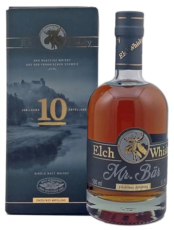 Elch Whisky | Mr. Bär | 10 Jahre Jubiläums-Abfüllung | 500 ml. Flasche in hochwertiger Geschenk-Box