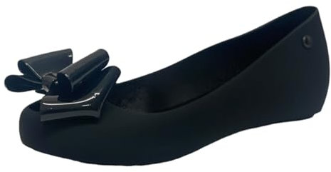 Women's Flat Bow Jelly Office Work School Slip On Comfy Ballerina Shoes (Black, UK Footwear Size System, Adult, Women, Numeric, Medium, 6)
