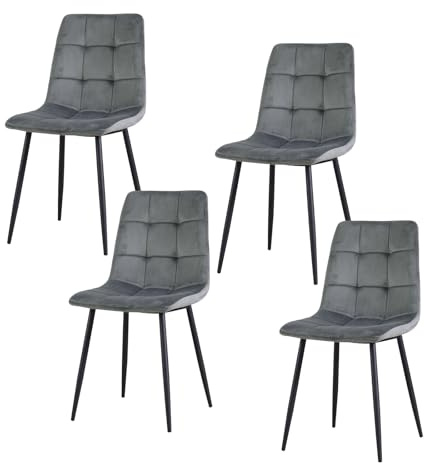 HTI living Esszimmerstuhl 4er Set Grau Mesa Polsterstuhl Samt