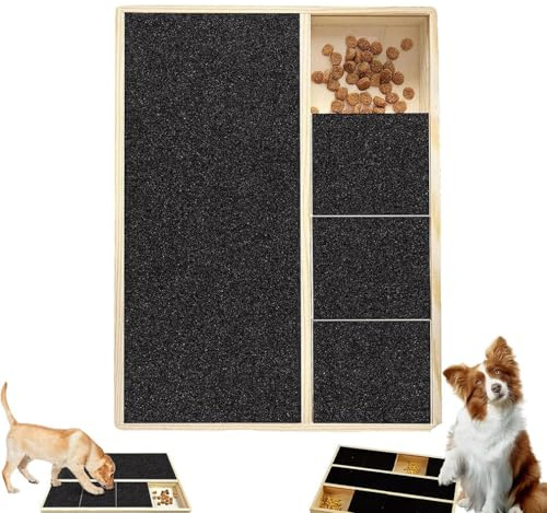 Dog Emery Board Scratcher Treat Box, Dog Nail Scratch Board, Scratch Pad Chien pour Ongles, Tapis À Gratter pour Chien, Planches À Gratter Planche À Gratter avec Boîte à Friandises pour Chiens