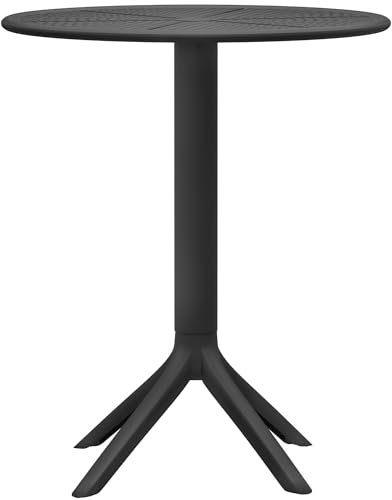 CLP Tisch Lacota Ø 60 cm I Gartentisch wetterfest und UV-beständig I Runder Balkontisch aus langlebigem Polypropylen, Farbe:schwarz