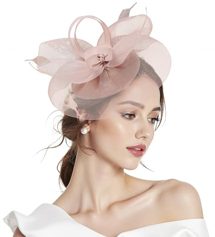 Root Pink Fascinators for Women, Root Pink Fascinator for Weddings, 2-in-1 Headband Hat with Clip, Elegant Hair Accessories for Mother of the Bride & Guest Outfits, Royal Ascot Ladies Day & Tea Party