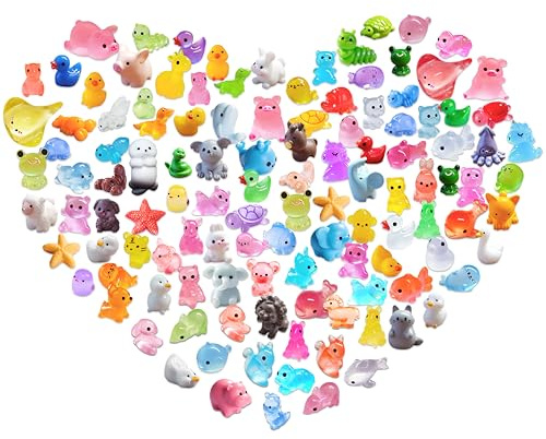 Sumhao Lot de 120 mini animaux en résine, 60 styles, mini canards mignons, micro sculptures, décoration de terrarium, mousse, poisson, tortue, phoque, lapin, grenouille, kits de bricolage créatifs