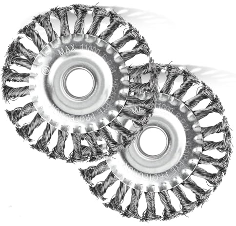 2 Stück Rundbürsten Set, Ø125x22 mm Drahtbürste Winkelschleifer,Scheibenbürste, Zopfrundbürste, Stahlbürste Stahldraht mit gezopften Drahtborsten für Winkelschleifer Bohrmaschine