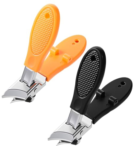 2 tagliaunghie inclinate anti-schizzi con apertura a ganascia larga, tagliaunghie inclinate e incarnite, manico lungo, tagliaunghie a prova di spruzzi, tagliaunghie in acciaio inox, tagliaunghie curve