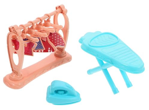 ANDRESLAD Mini Fer Et Table à Repasser Miniature avec Porte-vêtements pour Maison De Poupée Décor Compact pour Petites Scènes Et Accessoires De Jeu