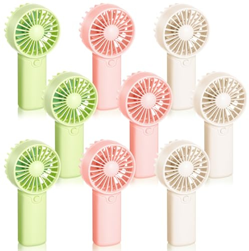 Weewooday 9 Pcs Mini Handheld Fan, Personal Cute Small Portable Cooling Fan for Women Men Travel, Beach, Camping, Makeup, Handy Cooler for Indoor Outdoor Summer Bridesmaid Gifts Wedding Guests Favor