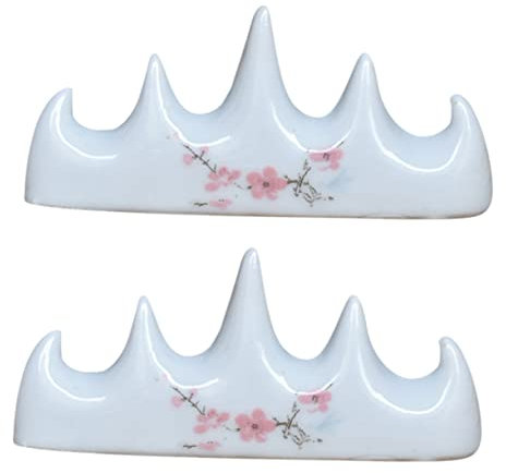 Gatuida 2sets Ceramic Brush Rest Durable Calligraphy Brush Holder for Art and Writing Multi Functional Pen Rack Chinese Style Design Lightweight and Portable 2pcs*2