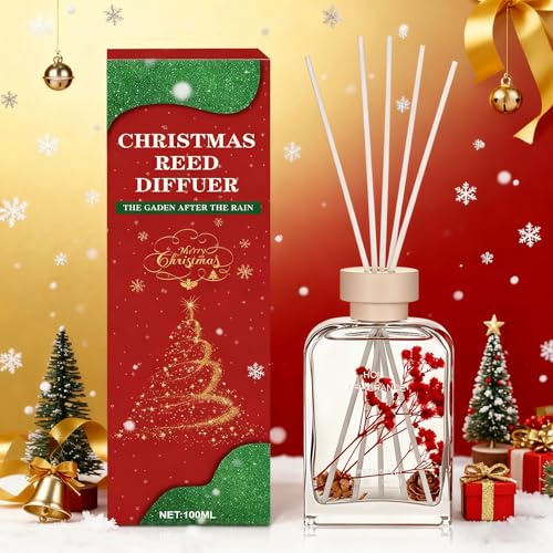 NoxGule Duftstäbchen Weihnachten, Reed Diffuser, Raumduft Rituals, Raumduft Stäbchen, mit 5 Duftstäbchen 100ml, Natürlich Anhaltender Duft für 120 Tage, für Heimdekoration, Weihnachtsdekoration