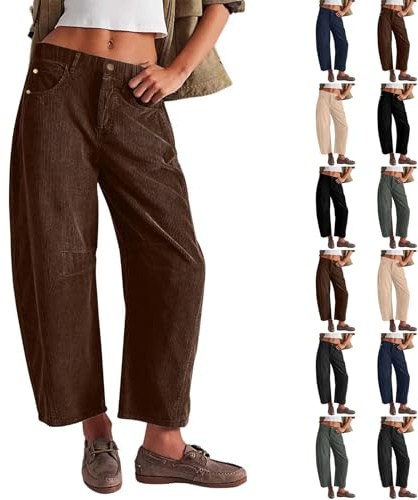 Pantaloni in velluto a coste da donna, elasticizzati, con elastico in vita, oversize, Y2K, per il tempo libero, hiphop, pantaloni invernali corduroy, pantaloni larghi, casual, hiphop streetwear