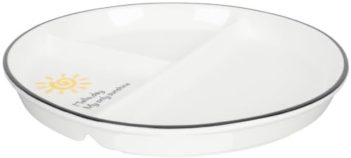CIYODO Plato Dividido para Niños de Cerámica Tres Compartimentos | Control de Porciones y Separación de Alimentos, Bordes Laterales, para Meal Prep y Pérdida de Peso