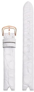 dayeer Lederarmband für OMEGA De Ville Lederarmband V-förmige Öffnung Schraubstange Damenuhr(Whiter)