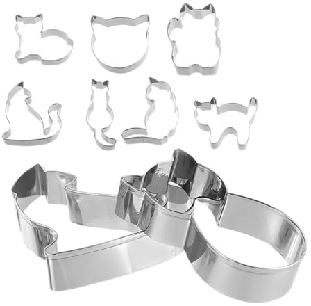 Cortador de galletas para gatos – 9 moldes de acero inoxidable | DIY hornear herramientas de cocina para niños, chocolate, pasteles, galletas, regalo de fiesta
