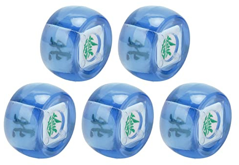 HUSHUI 5 Stück Mahjong-Würfel, South West North Sphere Kunststoff-Spielwürfel, mit Exquisiter Verarbeitung, für Brettspiele und Digitale Unterrichtsszenen (Transparentes Blau)