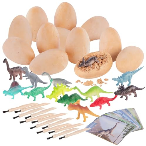 Playtastic Dino Ausgrabungsset: Dinosaurier-Ausgrabungsset mit 12 Eiern und Werkzeug, ab 6 Jahren (Paläontologie-Set für Kinder, Dino-Forscherset mit Figuren, Ostern)